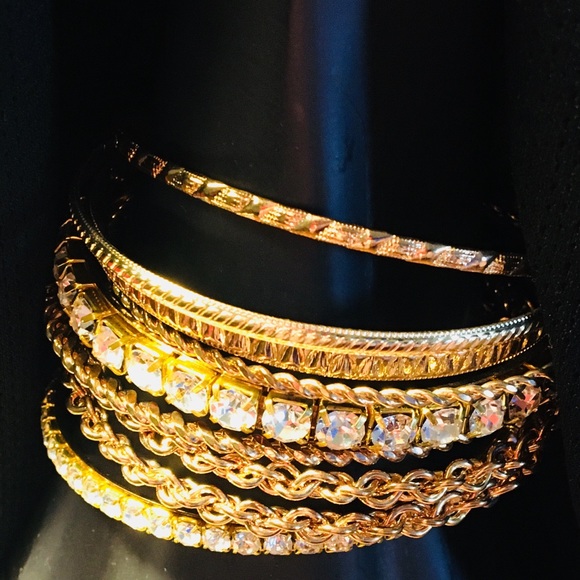 Cara n.y. Gold & Rhinestone Bangle Bracelets - Picture 6 of 8